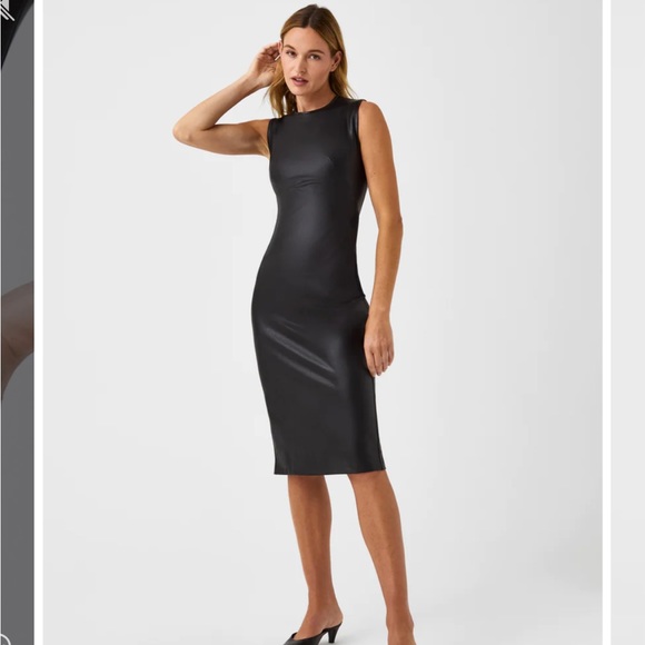 SPANX Dresses & Skirts - Spanx Leather-Like Sleeveless Sheath Dress